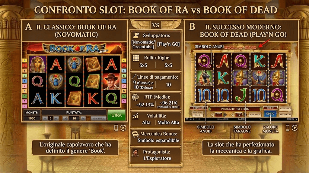 Confronto slot: Book of Ra vs Book of Dead